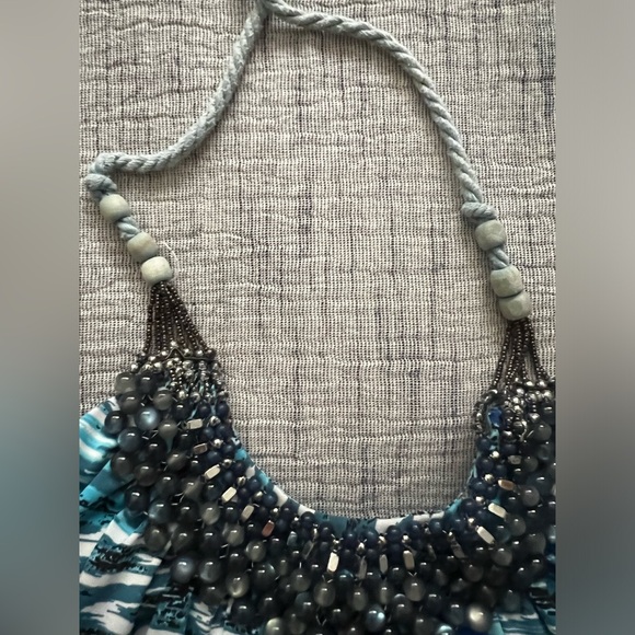 Vintage Ornate Beaded Boho Eclectic Mermaidcore Y2K Adjustable Halter Top - Picture 4 of 10